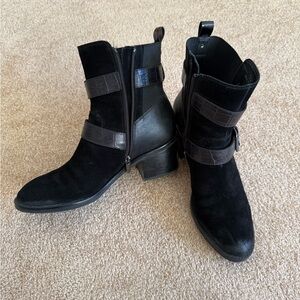 Donald J. Plainer Dahlin 2 Strap Suede Ankle Bootie